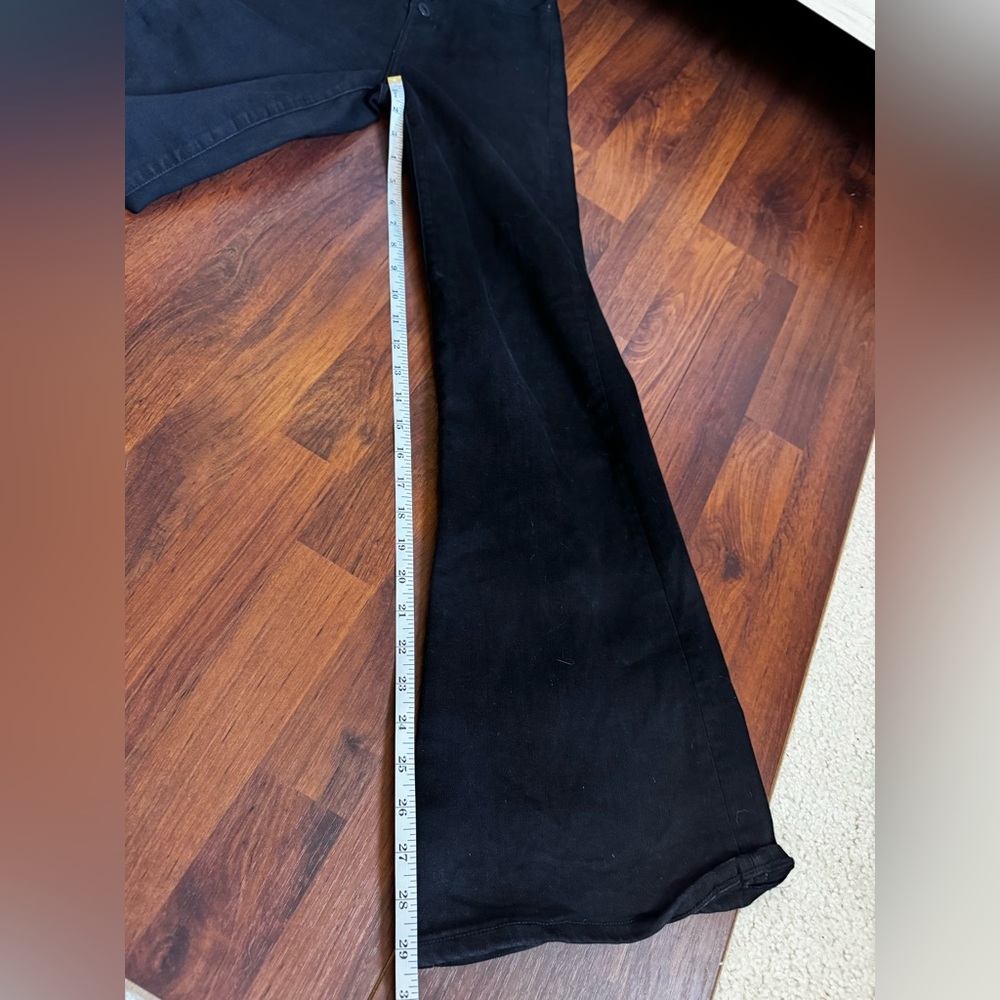 American Eagle AE Curvy Highest Rise Flare Black Button Fly Jeans Size 00 - Picture 10 of 11